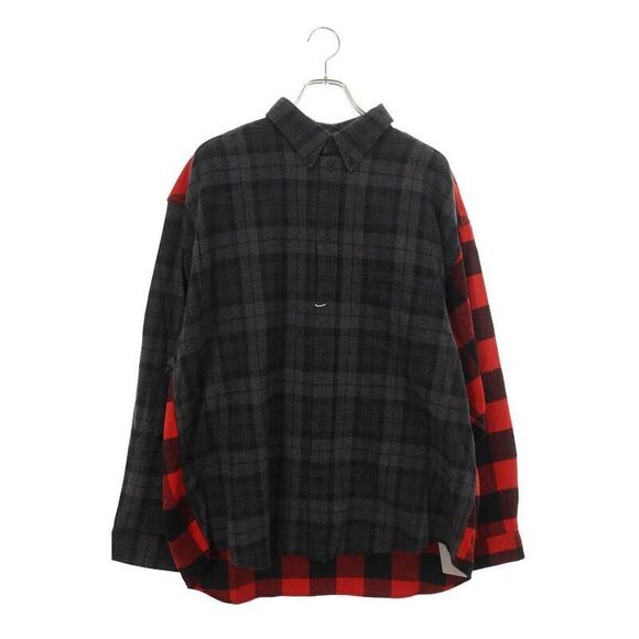 Balenciaga Other - Balenciaga 21SS 647364 Tjm13 Logo Embroidery Docking Check Flannel Long Sleeve